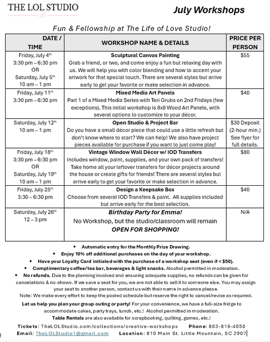 July Workshops & a New Mixed Media Series!