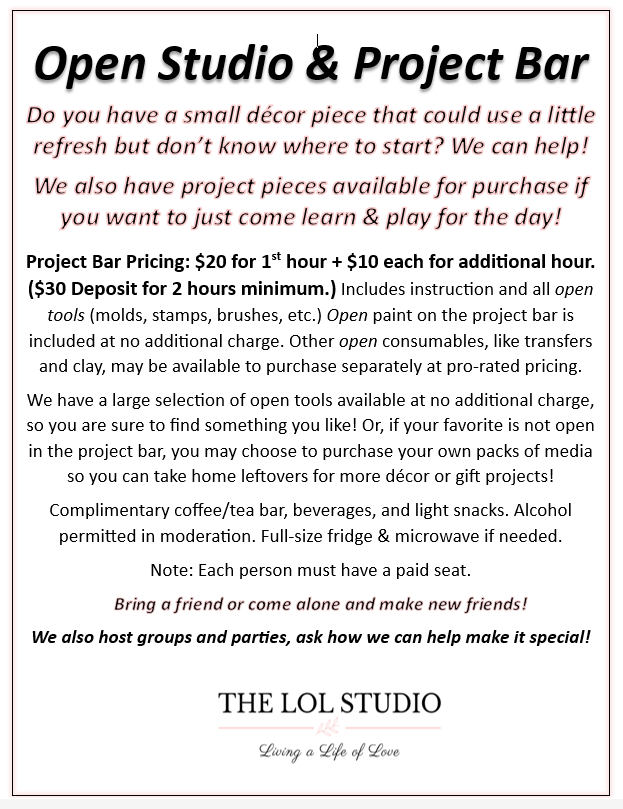 Open Studio & Project Bar - Sat. August 9th, 10am - 1pm